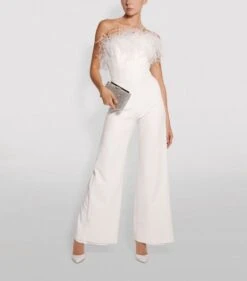 16ARLINGTON Taree Feather Jumpsuit, White
