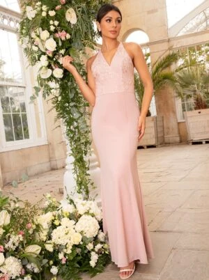 Chi Chi Lace Bridesmaid Bodycon Maxi Dress In Pink/Blush 4 Chi Chi Lace Bridesmaid Bodycon Maxi Dress In Pink/Blush - Image 2