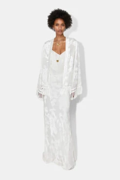 Galvan London Frida Floral-patterned Crepe Jacket, White