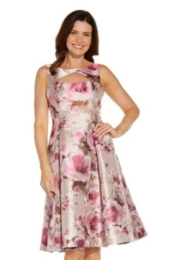 Adrianna Papell Floral Jacquard Fit And Flare, Light Pink/Blush