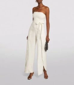 ALICE + OLIVIA Split-Detail Bebe Jumpsuit, Off White