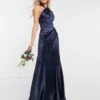 ASOS DESIGN Bridesmaid Satin Halter Maxi Dress With Panelled Skirt Navy -Threadnee Shop asos design bridesmaid satin halter maxi dress with panelled skirt navy e1609432162600