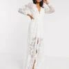 ASOS EDITION Gayle Blouson Sleeve Embroidered Applique Wedding Dress, White -Threadnee Shop asos edition gayle blouson sleeve embroidered applique wedding dress white