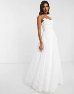 ASOS EDITION Wedding Dress With 3D Embroidered Bodice, Ivory