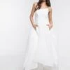 Bariano Full Maxi Dress With Organza Bust Detail In White -Threadnee Shop bariano full maxi dress with organza bust detail in white