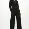 Coast Wide Leg Tuxe Wrap Jumpsuit, Black 2 Coast Wide Leg Tuxe Wrap Jumpsuit, Black -Threadnee Shop black wide leg tuxe wrap jumpsuit