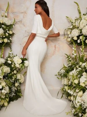 Chi Chi Bridal Wedding Dress With Scoop Back Design In White 3 Chi Chi Bridal Wedding Dress With Scoop Back Design In White