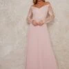 Chi Chi Lace Bridesmaid Maxi Dress With Long Sleeves In Pink/Blush -Threadnee Shop chi chi lace bridesmaid maxi dress with long sleeves in pink blush e1611764144720