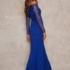 Chi Chi Lace Sleeve Bridesmaid Maxi Dress In Blue -Threadnee Shop chi chi lace sleeve bridesmaid maxi dress in blue1 e1617916180875