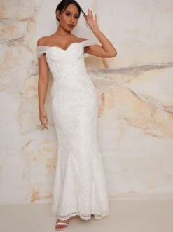 Chi Chi Lace Sweet Heart Wedding Dress With Train In White