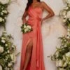 Chi Chi One Shoulder Satin Finish Maxi Bridesmaids Dress In Orange -Threadnee Shop chi chi one shoulder satin finish maxi bridesmaids dress in orange e1617909550708