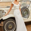 Chi Chi Pleated Bodice Wedding Dress In White -Threadnee Shop chi chi pleated bodice wedding dress in white