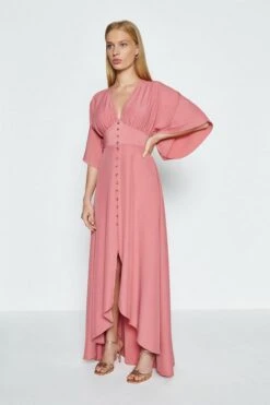 Coast Angel Sleeve Maxi Dress, Pink/Blush