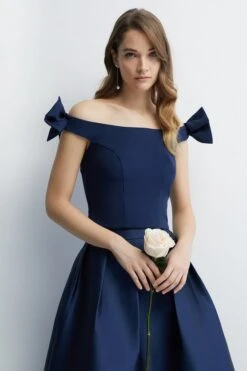 Coast Crepe Bardot Outfitter Bridesmaids Top, Navy Blue