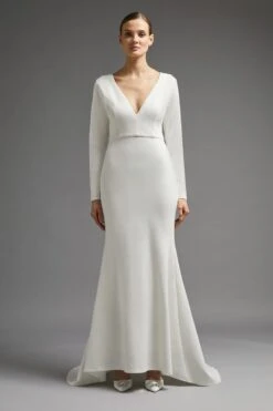 Coast Deep V Maxi Bridal Dress With Train, Ivory