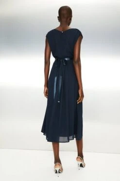 Coast Embellished Belt Midi Dress, Navy Blue 5 Coast Embellished Belt Midi Dress, Navy Blue -Threadnee Shop coast embellished belt midi dress navy blue2