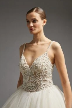 Coast Full Mesh Skirt Diamante Bodice Bridal Gown, Ivory -Threadnee Shop coast full mesh skirt diamante bodice bridal gown ivory3