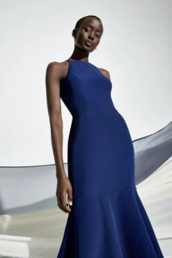 Coast Halter Neck Tiered Hem Maxi Dress, Navy Blue