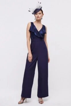Coast Jumpsuit With Wrap Frill Top, Navy