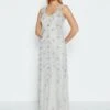 Coast Lace Strap Embellished Maxi Dress, Silver -Threadnee Shop coast lace strap embellished maxi dress silver e1591971140265