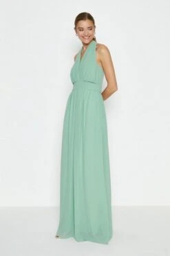 Coast Multi Way Sheer Back Maxi Bridesmaid Dress, Green