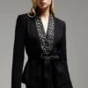 Coast Norman Hartnell Embellished Tuxedo Blazer, Black -Threadnee Shop coast norman hartnell embellished tuxedo blazer black
