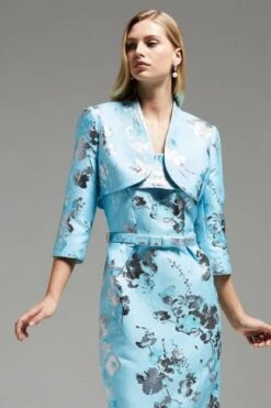 Coast Norman Hartnell Premium Jacquard Bolero, Blue