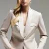 Coast Norman Hartnell Premium Satin Seamed Blazer, Silver