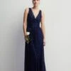 Coast Plunge Sequin Bridesmaids Maxi Dress, Navy Blue -Threadnee Shop coast plunge sequin bridesmaids maxi dress navy blue