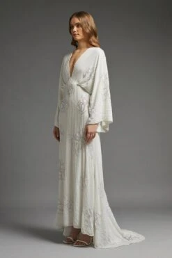 Coast Premium Embellished Flare Sleeve Maxi Dress, Ivory