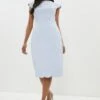 Coast Scallop Hem Pencil Midi Dress, Pale Blue -Threadnee Shop coast scallop hem pencil midi dress pale blue