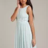 Dorothy Perkins Petite Satin Cross Waist Chiffon Maxi Bridesmaid Dress, Mint Green
