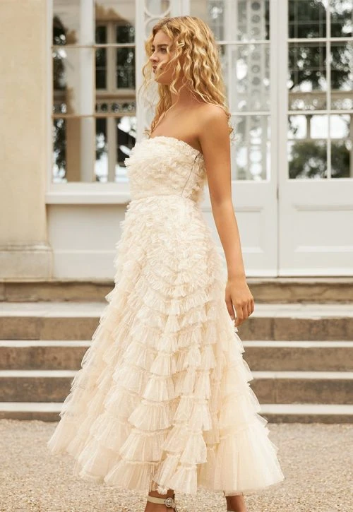 Needle & Thread Needle & Thread Elizabeth Rose Corset Ankle Gown, Champagne 4 Needle & Thread Needle & Thread Elizabeth Rose Corset Ankle Gown, Champagne - Image 2