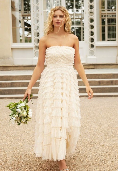 Needle & Thread Needle & Thread Elizabeth Rose Corset Ankle Gown, Champagne 3 Needle & Thread Needle & Thread Elizabeth Rose Corset Ankle Gown, Champagne