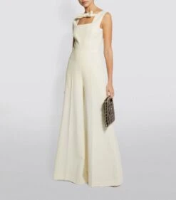 Emilia Wickstead Rosabella Bridal Wide-Leg Jumpsuit, Ivory