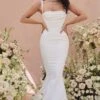 Francoise Corseted-bodice Satin Bridal Gown, Ivory