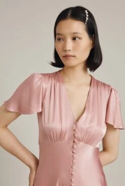 Ghost Grace Bridesmaid Midi Dress, Rose Pink