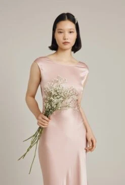 Ghost Salma/Olivia Satin Cowl Back Maxi Dress, Boudoir Pink