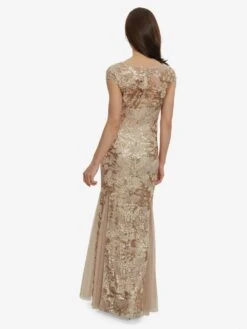 Gina Bacconi Ciara Embroidered Dress With Shawl, Rose Gold -Threadnee Shop gina bacconi ciara embroidered dress with shawl rose gold1