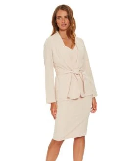 Gina Bacconi Linete Moss Crepe Tie Jacket, Posy