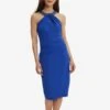 Gina Bacconi Suzanna Crepe Dress With Embellished Neckline, Royal Blue -Threadnee Shop gina bacconi suzanna crepe dress with embellished neckline royal blue