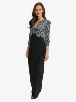 Gina Bacconi Vivetta Empire Waist Jacket And Dress, Black/White