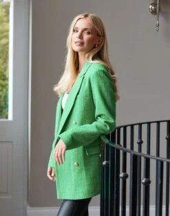 Threadbare Women's Green Bouclé Blazer, Green