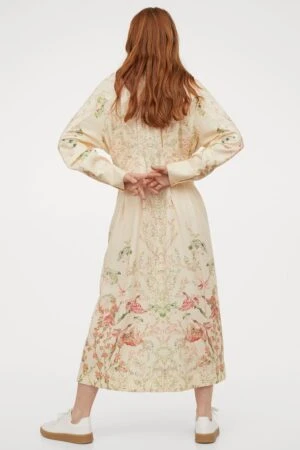 H&M H&M Lyocell-blend Dress, Light Yellow/Multi 4 H&M H&M Lyocell-blend Dress, Light Yellow/Multi - Image 2