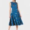 Hobbs Beatrix Satin Floral Fit And Flare Dress, Blue/Multi -Threadnee Shop hobbs beatrix satin floral fit and flare dress blue multi e1598347702192
