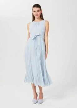 Hobbs Blythe Fit And Flare Midi Dress, Light Blue