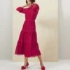 Hobbs Colette Tiered Fit And Flare Dress, Cerise Pink -Threadnee Shop hobbs colette tiered fit and flare dress cerise pink e1645203911881