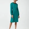 Hobbs Jada Beaded Sleeve Dress, Jade Green