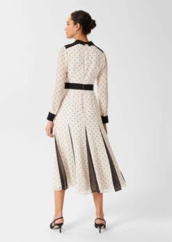 Hobbs Lilibelle Silk Sleeve Dress, Cream/Black -Threadnee Shop hobbs lilibelle silk sleeve dress cream black2 e1645204740463