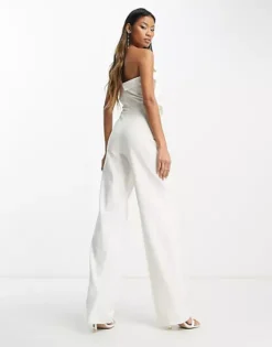 Hope & Ivy Bridal Bandeau Bow Jumpsuit In Ivory -Threadnee Shop hope ivy bridal bandeau bow jumpsuit in ivory1